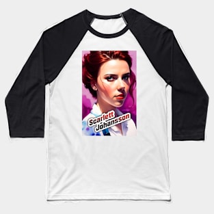 scarlett ingrid johansson watercolor hand drawing graphic design and illustration by ironpalette Baseball T-Shirt